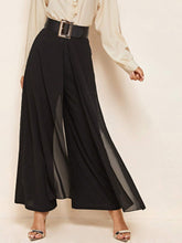 Modely Split Skirt Overlay Buckle Belted Wide Leg Pants